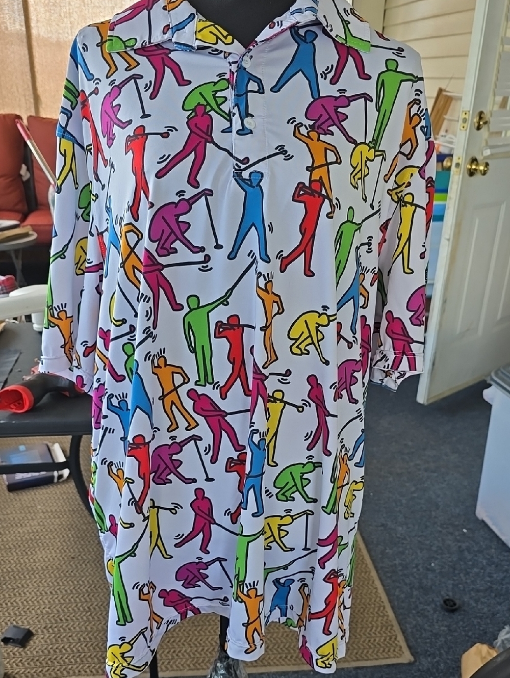 Royal & Awesomel Golfer Print Button-Up Shirt Mens XXlarge